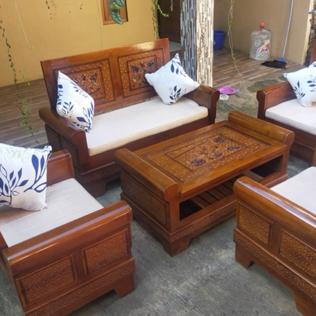 Kursi tamu minimalis gelung jati jepara 2111 meja