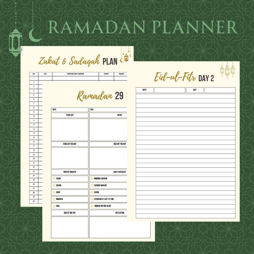 

Ramadan Planner 48 Versi Cetak, Jurnal Ramadan Penjadwalan Ibadah, Checklist Puasa Program Keagamaan, Jadwal Makan Sahur dan Iftar, Peta Perjalanan Ramadan, Pecatatan Amalan