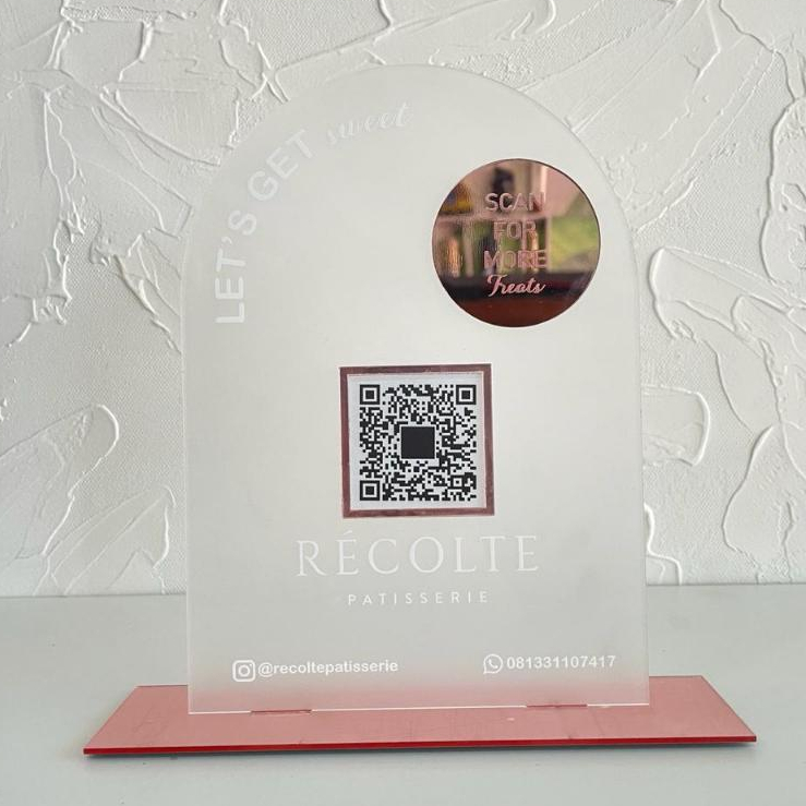 Plakat QR Code Sign Akrilik / Standee Meja Aesthetic
