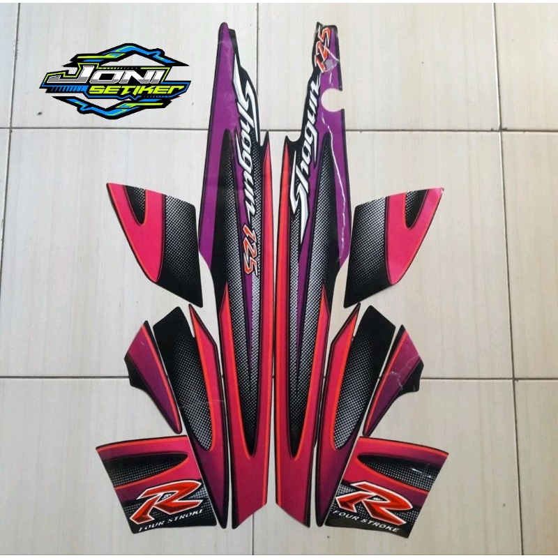 Striping Sticker Motor Suzuki shogun 125R 2006 full hitam-ungu