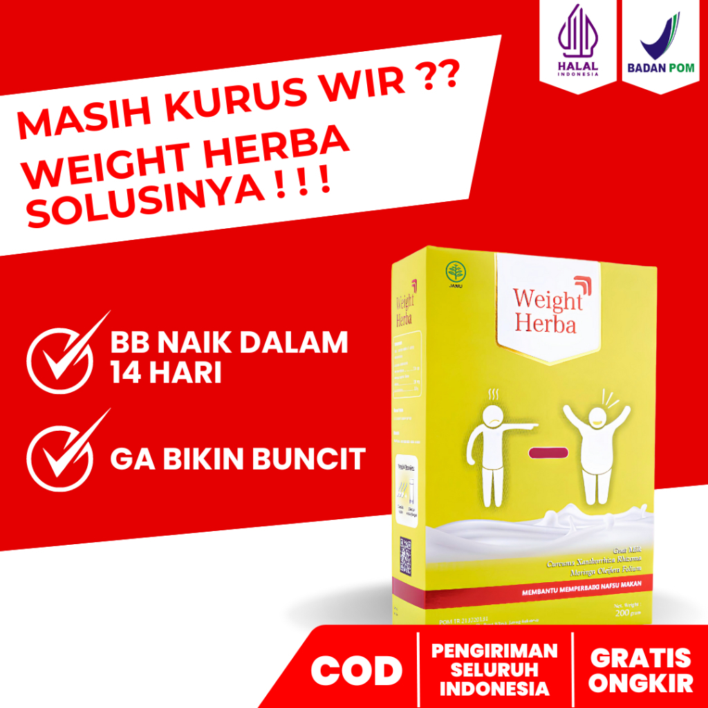 

WEIGHT HERBA 100% ORIGINAL - Penambah Berat Badan & Nafsu Makan 200gr