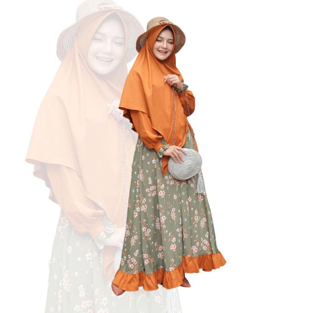 SUKAHIJAB - Kirania Dress Gamis Dewasa Terbaru 2024 Lebaran Motif Bunga Busui Jumbo Size Kecil Remaj