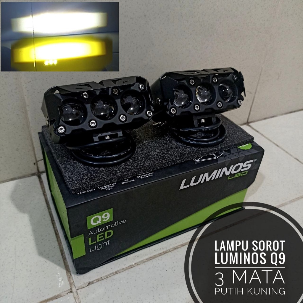 Lampu sorot LUMINOS Q9 3 mata putih kuning