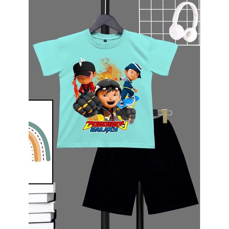 SETELAN KAOS OBLONG ANAK-ANAK GAMBAR BOBOYBOY TINJU BISA COD