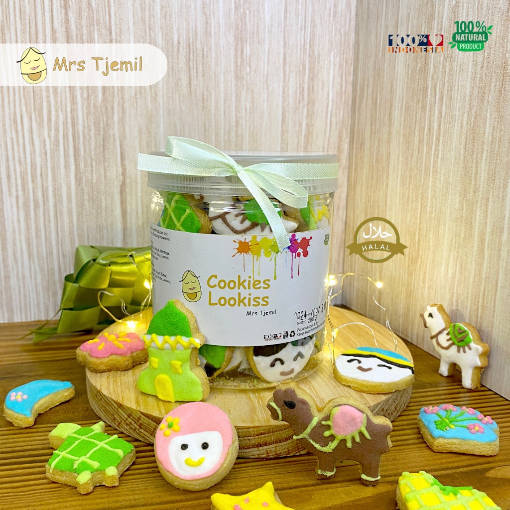 

M - IDUL FITRI Cookies Lookiss - Mrs Tjemil - Kue Lukis Tepung Almond Wisman kukis kering Kastengel