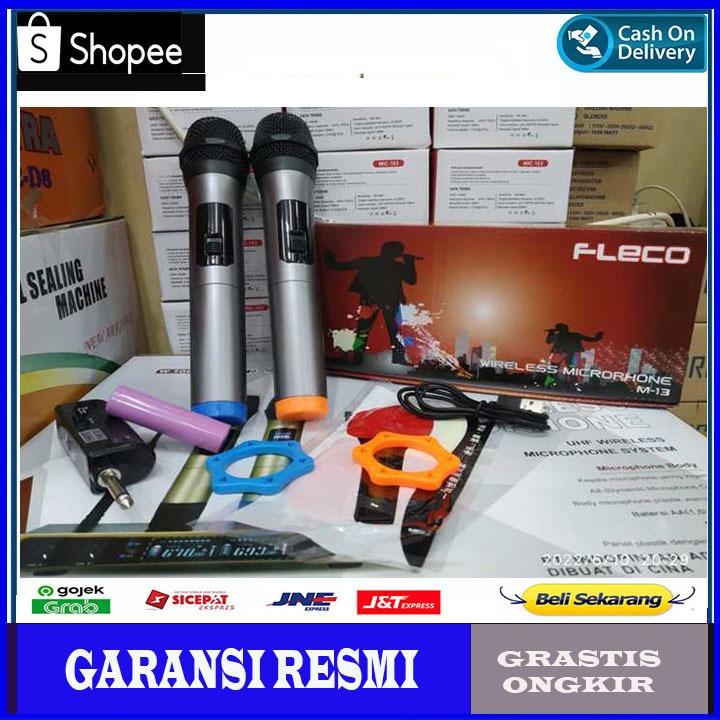 COD MIC MICROPHONE WIRELESS DOUBLE FLECO M-13 LED / MIC KARAOKE FLECO M-13 / MIC TANPA KABEL FLECO M