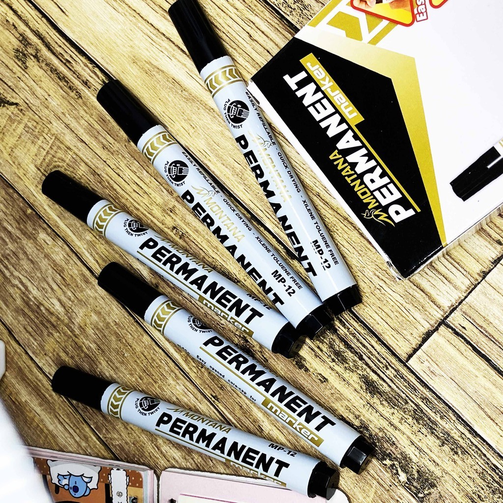 

POM Spidol Permanen Bisa di Isi Ulang Refill Tinta Permanent Ink Hitam Merah Biru Marker MP12