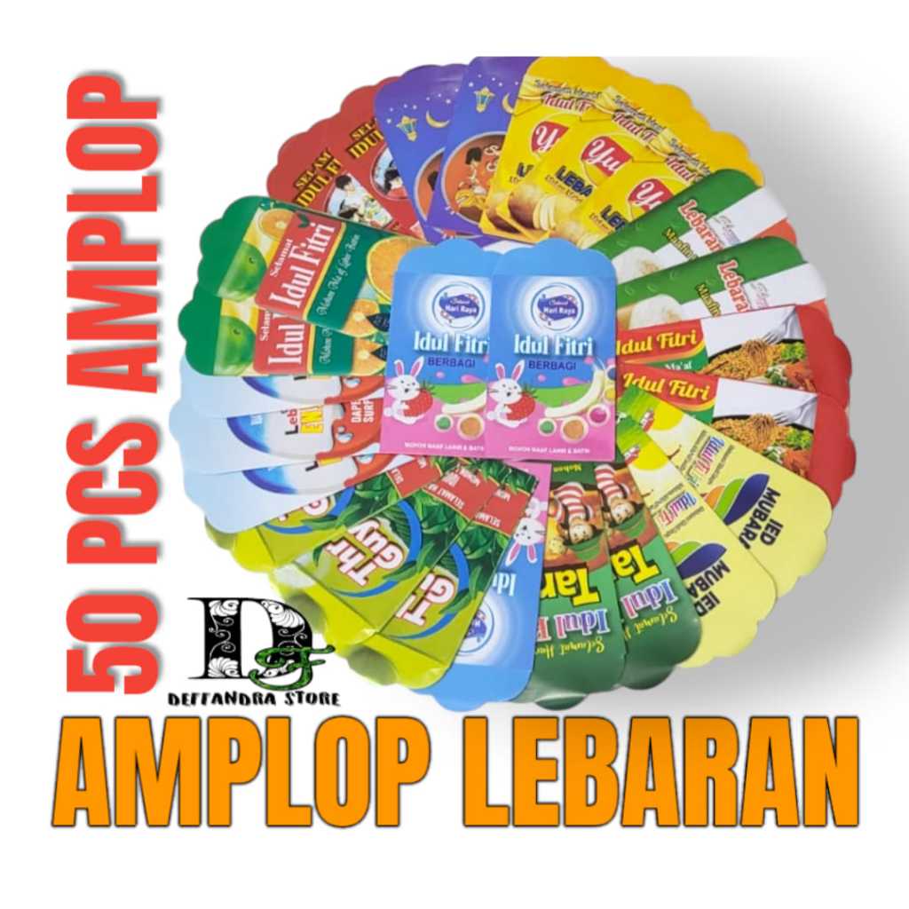 

amplop lebaran terlaris 2025 - ampau lebaran termurah isi 50 pcs unik random jajanan snack atm uang