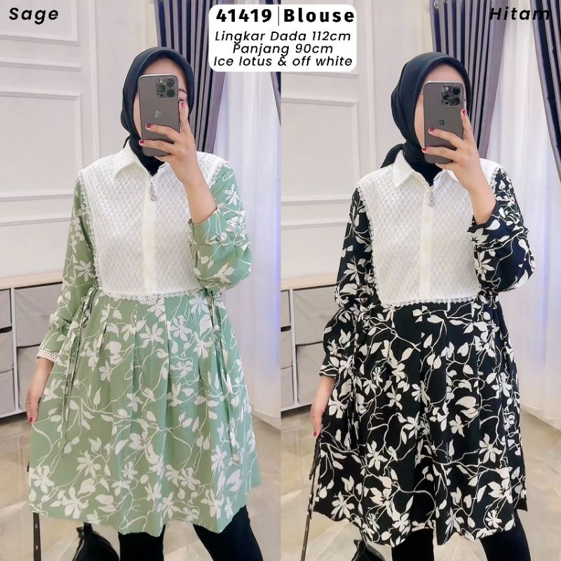 Blouse motif bunga  Katun