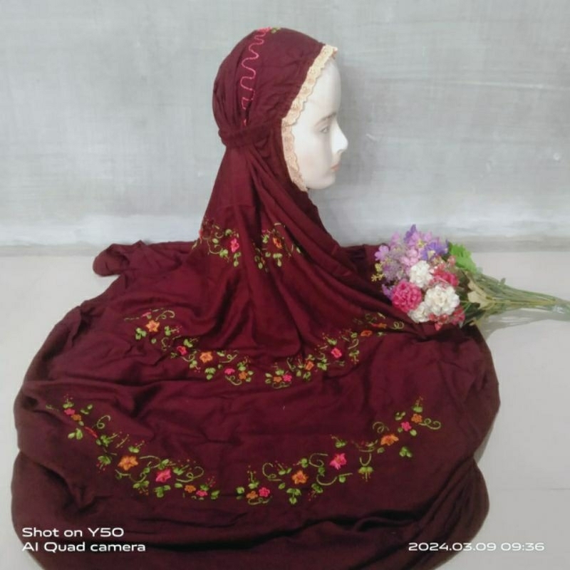 mukena terusan dewasa bordir sulam matt rayon