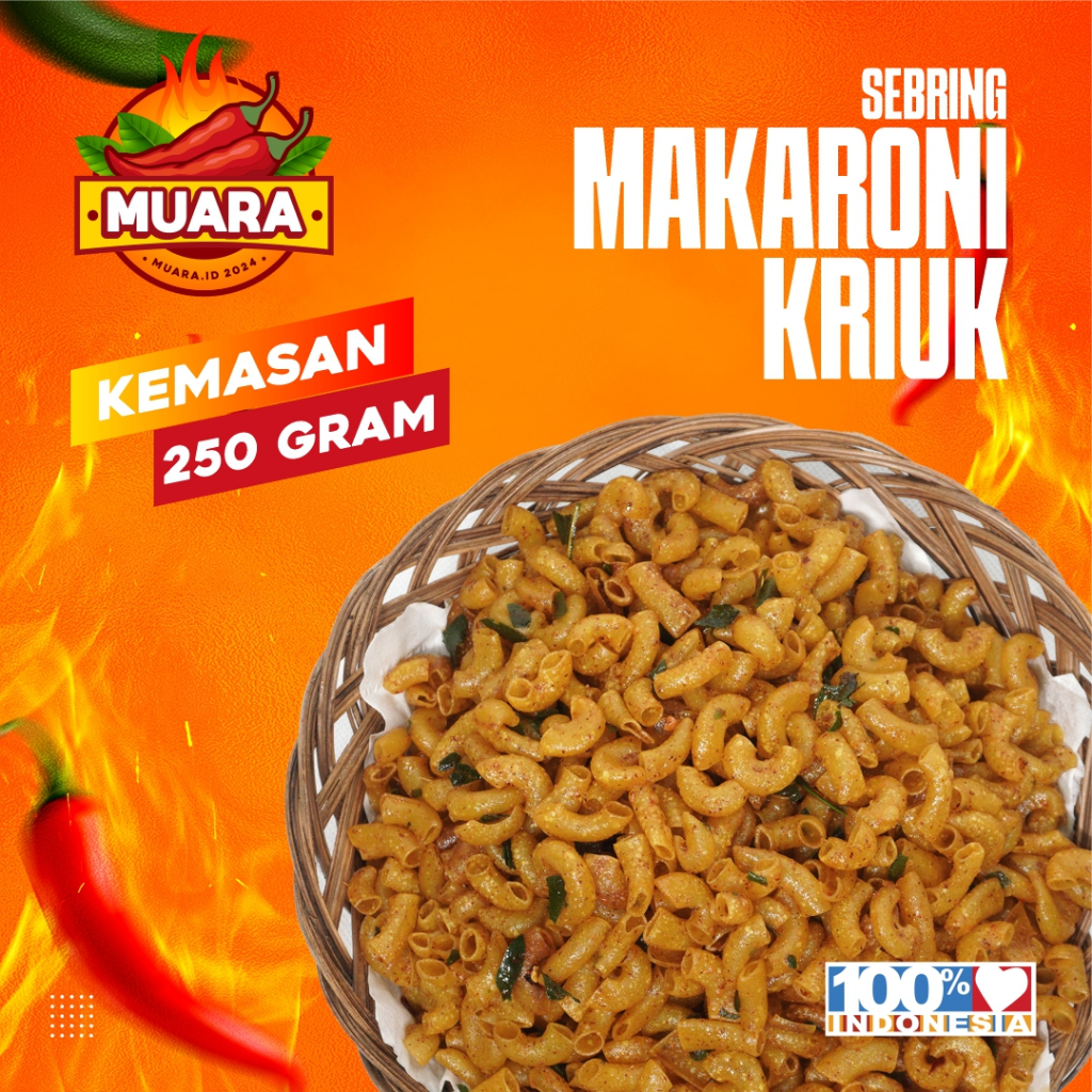 

MAKARONI KRIUK RASA PEDAS DAUN JERUK KEMASAN 250 GRAM