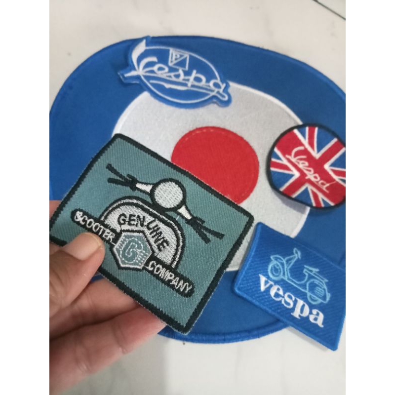 set backpatch dan patch bordir vespa aksesoris jaket