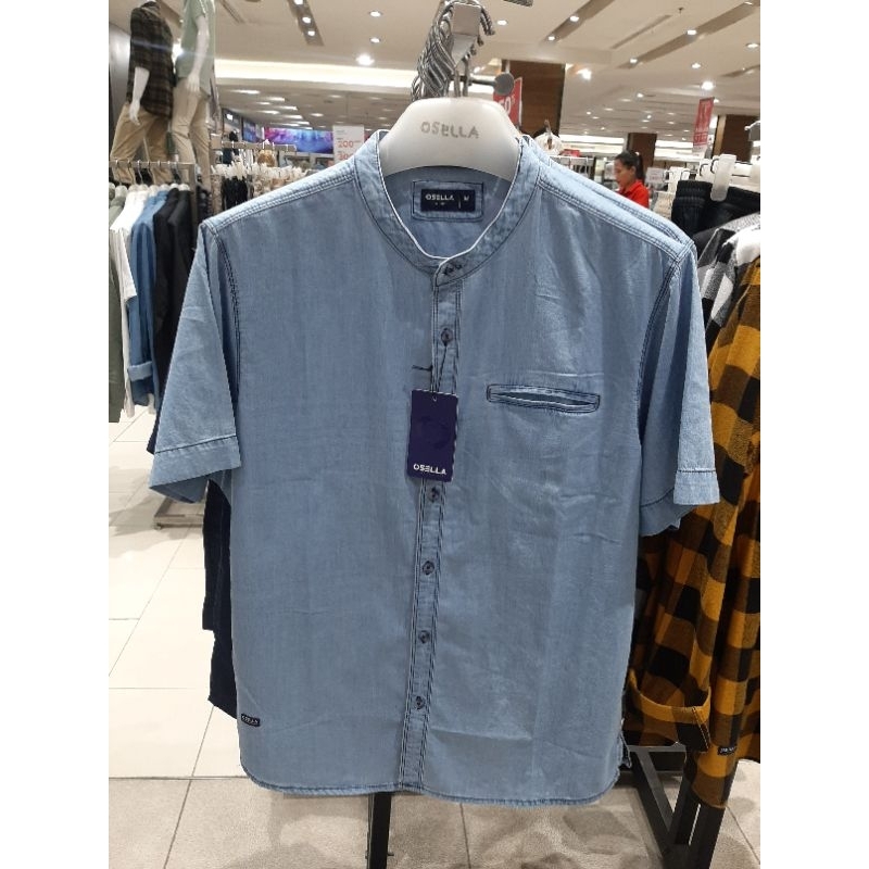 Osella Kemeja Pria Dewasa Koko Denim Lengan Pendek original