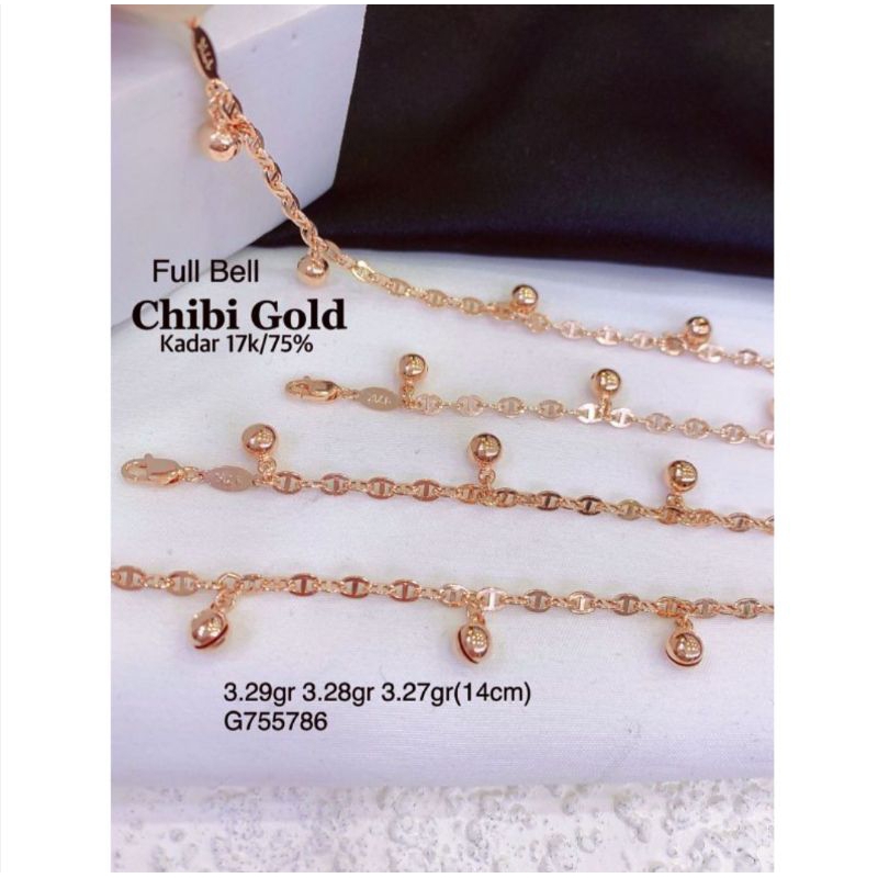 CHIBIGOLD - Gelang anak emas rantai Nori dan herme kadar 700% 16K & 750% 17k G160639 - chibi
