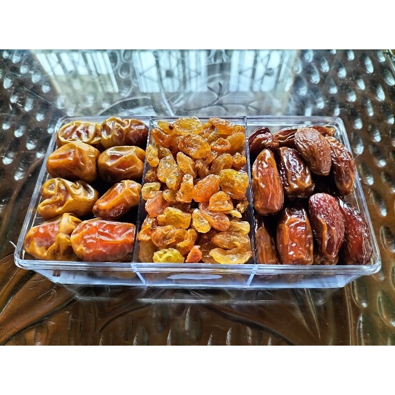 

Paket-1 MIX Kurma Sekat Tiga (Sukari + Kismis Golden + Tunisia)