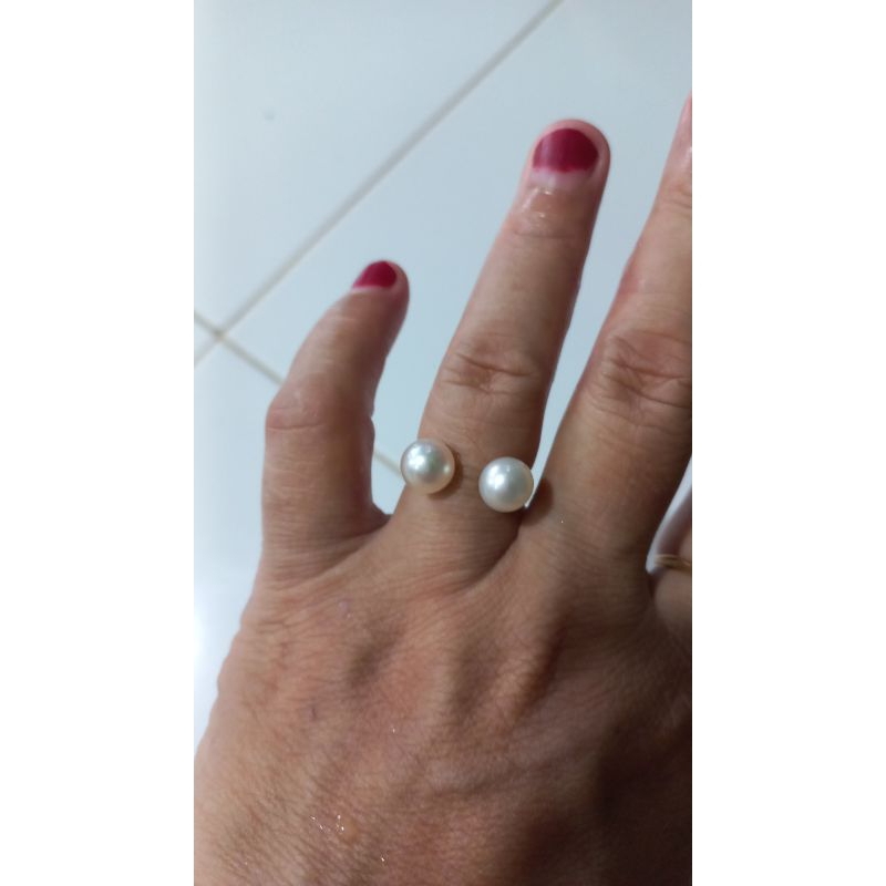 Cincin emas mutiara laut asli
