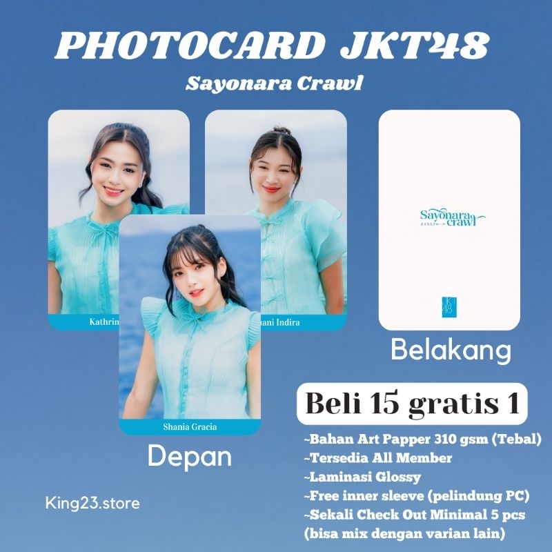 Photocard JKT48 Edisi Sayonara Crawl Unofficial/Fanmade Bisa COD Zee,Shani,Gracia, Christy