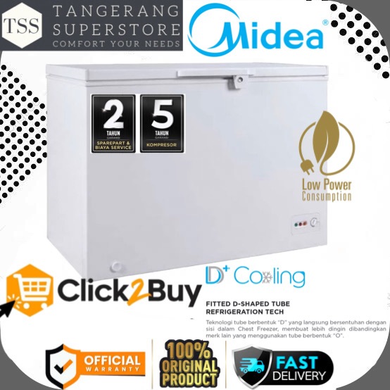 CHEST FREEZER MIDEA HS258CK HS-258CK 258CK 200L SUPER FAST FREEZING SUPER LOW WATT FREEZER BOX MIDEA