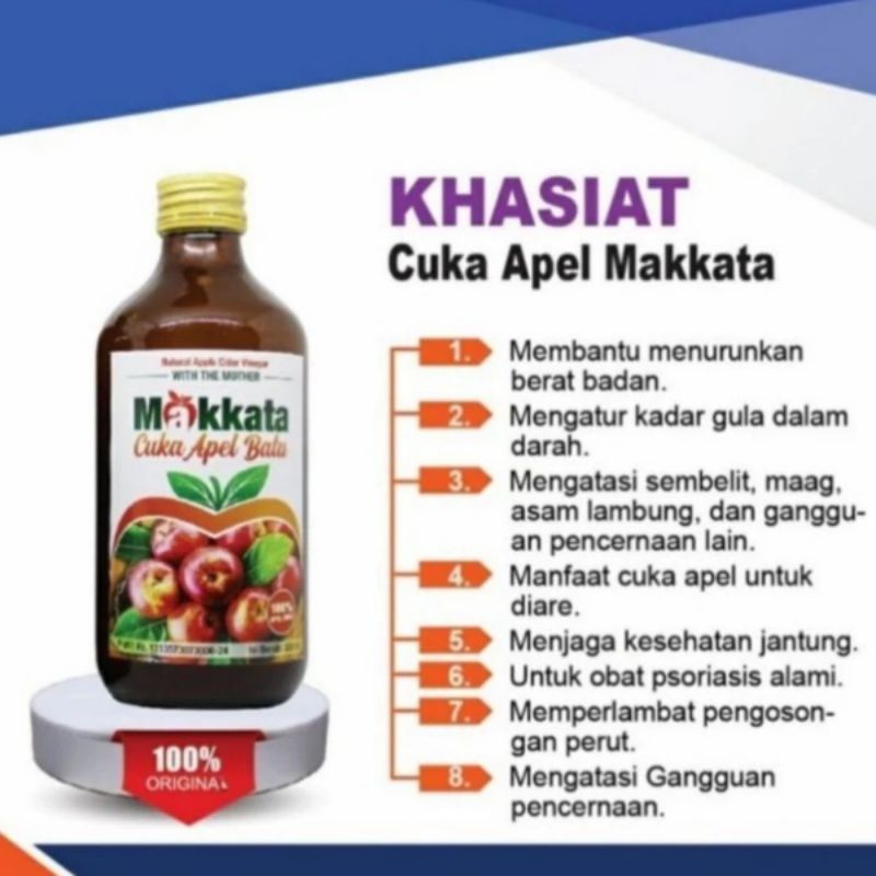 

CUKA APEL malang MAKKATA Organic Appel Cider Vinegar Original 100% APEL UTUH 330 ML