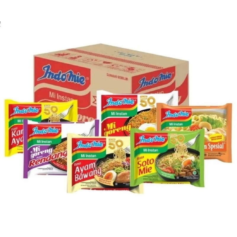 

Indomie Goreng, Soto, Ayam Bawang, Hype Abis, Kari Ayam 1 Dus Isi 40 Bks