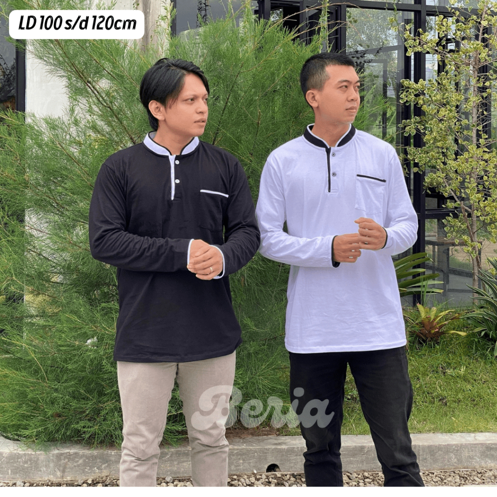 BERIA BAJU KOKO ATASAN PRIA  LEBARAN KONDANGAN TAHLILAN PENGAJIAN BAHAN 100% KATUN COMBED 20S  TEBAL