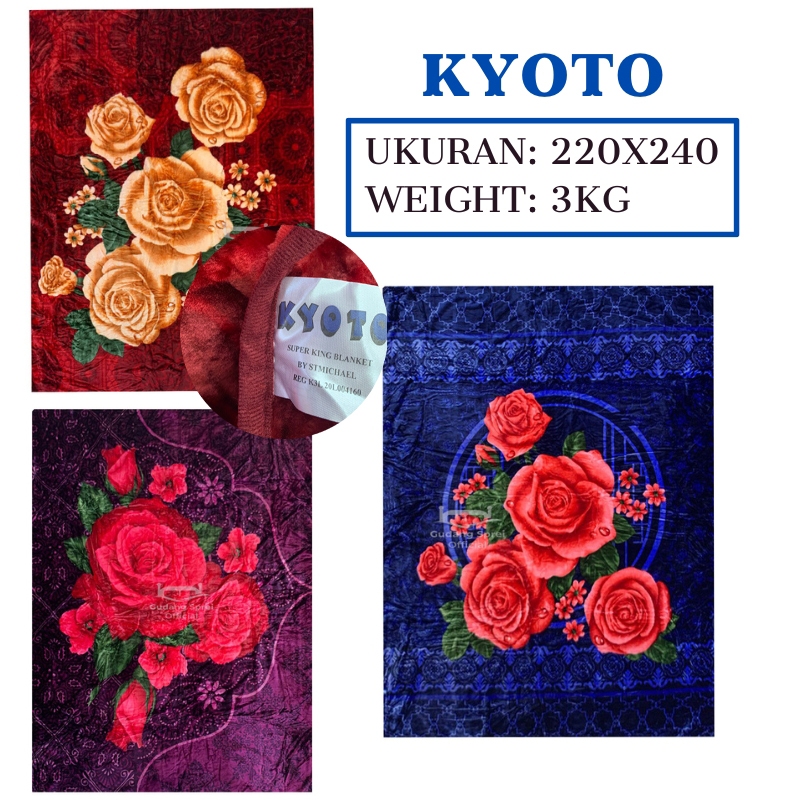 Selimut Bulu Kyoto 220x240 Super King Blanket Selimut Bunga Dewasa Super Soft Premium Tebal