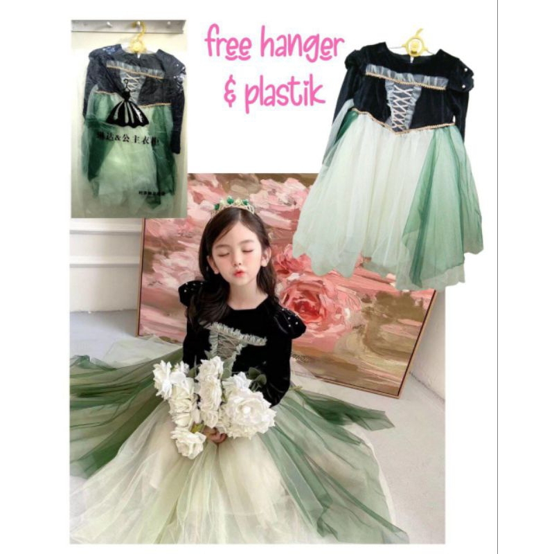 dress gaun anak mewah import ala princess Anna frozen