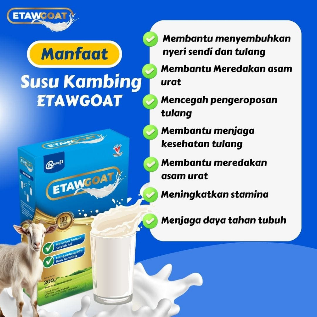 

Etawgoat Susu Kambing Etawa Bubuk Original Berkualitas isi 200 gram