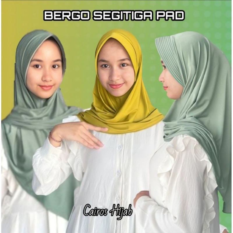 HIJAB BERGO SEGITIGA PAD / JILBAB INSTAN / KERUDUNG SEGITIGA PET / HIJAB SEGITIGA PET / HIJAB INSTAN