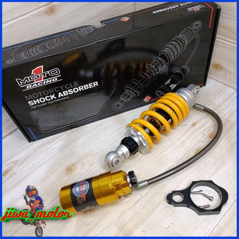 monoshock moto 1 racing ninja 150 R dan RR tabung pisah yellow