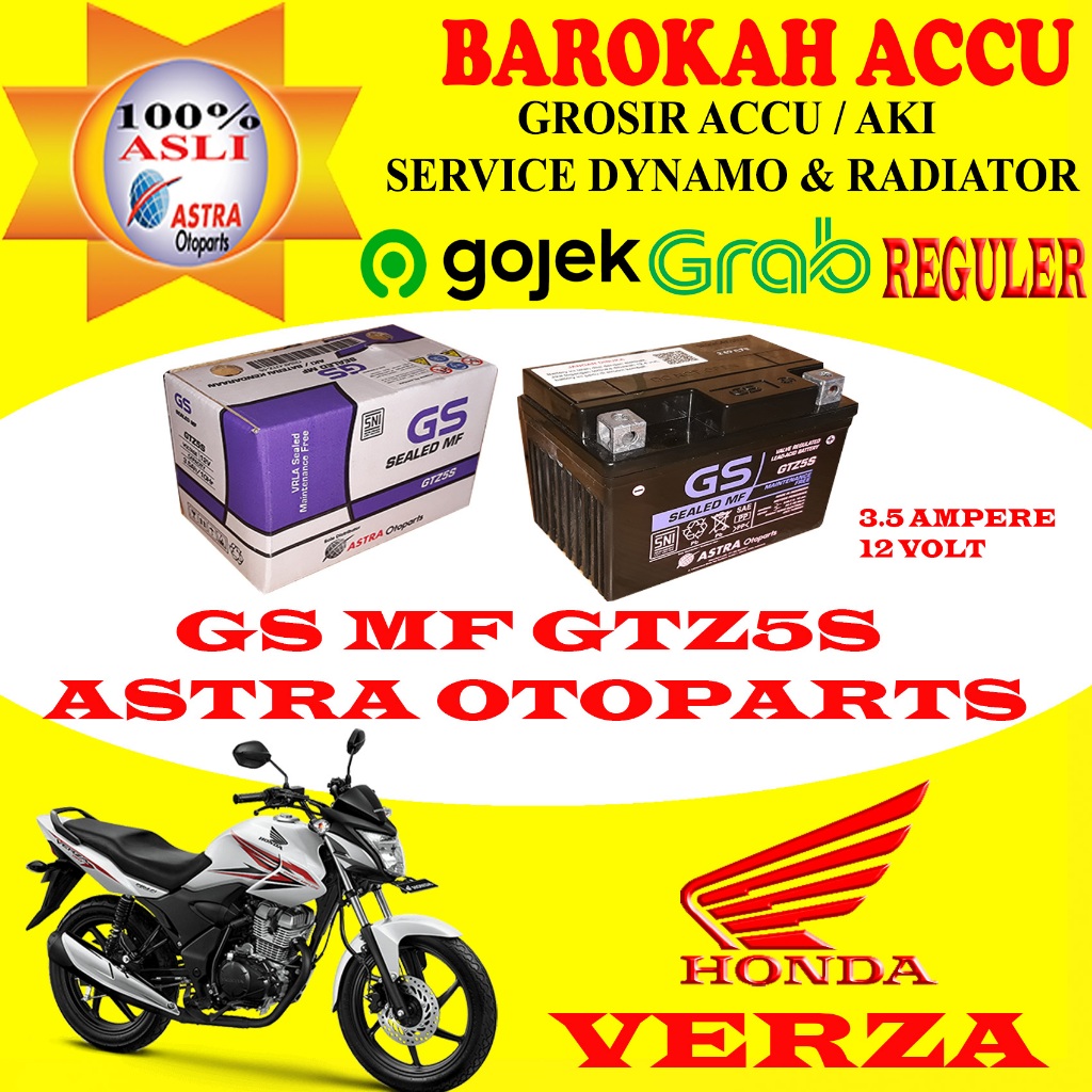 AKI MOTOR HONDA VERZA GS MF GTZ5S , 3.5 AH ASTRA OTOPARTS