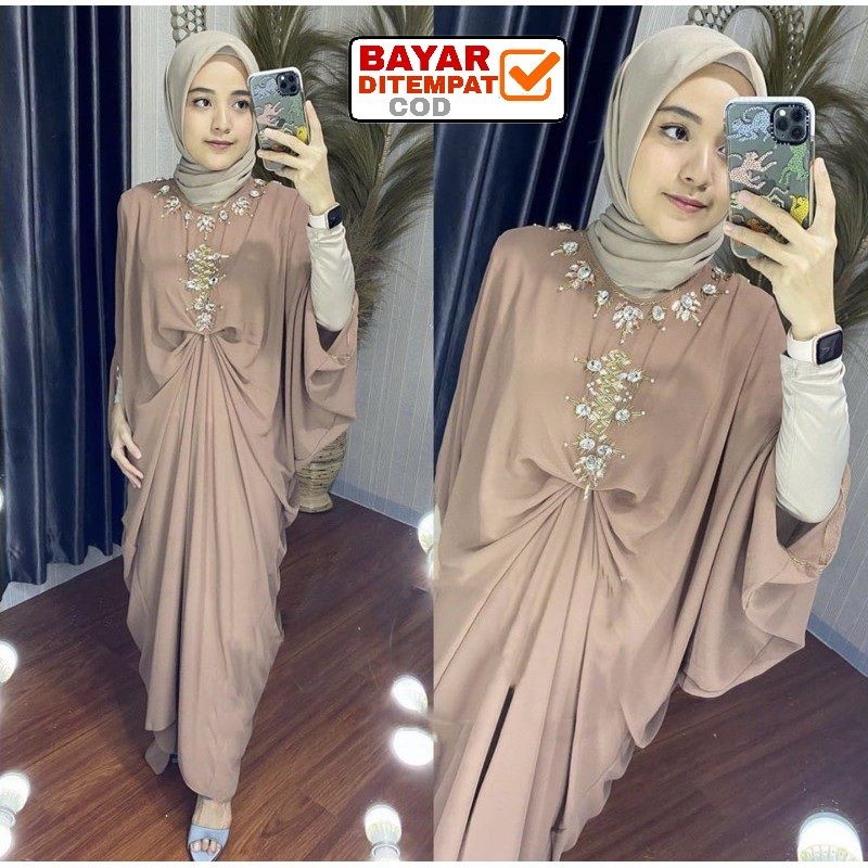 Kaftan Payet Raisa / Kaftan Lebaran / Kaftan Jumbo / Kaftan Mewah / Baju pesta