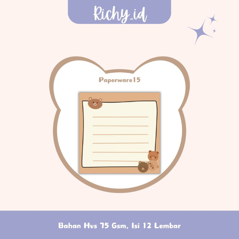 

memopad lucu / memopad karakter beruang / memopad aesthetic