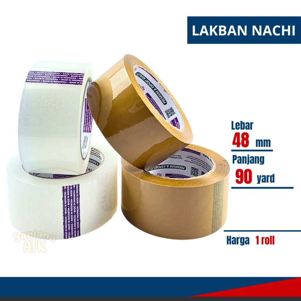 

(1 PCS) Lakban Coklat/Bening Nachi 48 MM 90 Yard