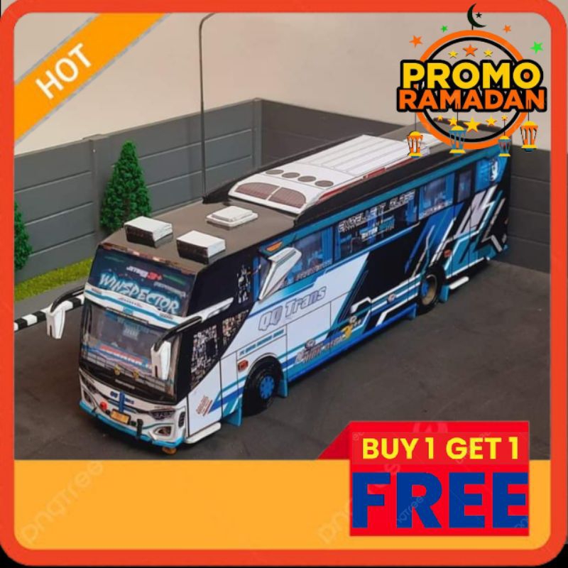 MINIATUR BUS WINSPECTOR QQ TRANS EDISI RAMADHAN skala 1/50 Papercraft mainan anak FREE BONUS