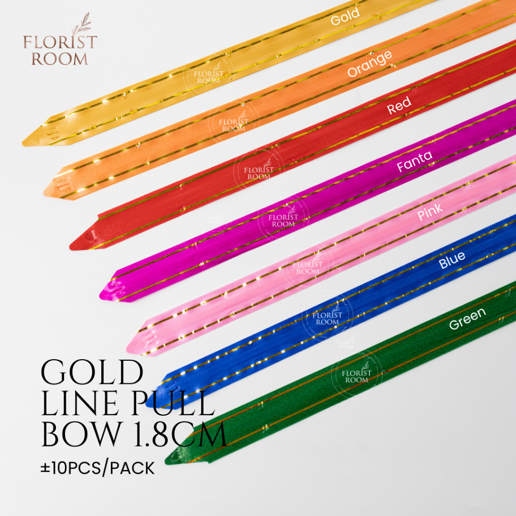 

Gold Line Pull Bow ±1.8cm isi ±10pcs - Pita Tarik - Gift - Ribbon