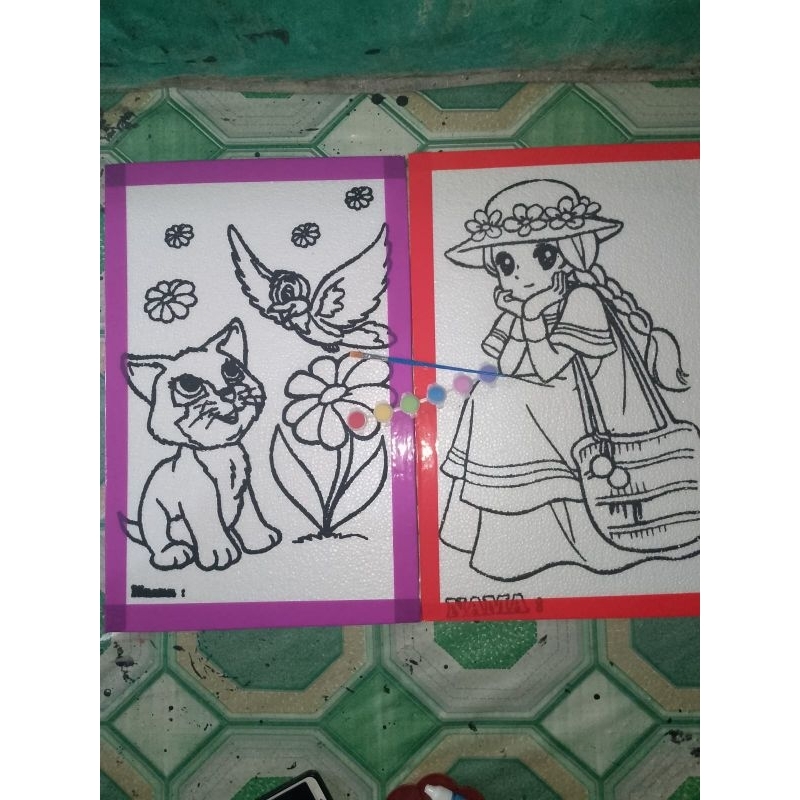 

2 STYROFOAM LUKIS + KUAS DAN CAT/LUKISAN ANAK/STYROFOAM LUKIS/LUKISAN