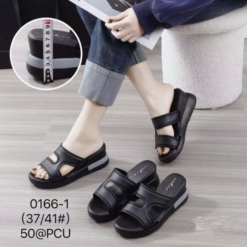Sandal karet wanita slop wedges tinggi 7 cm 0166-1