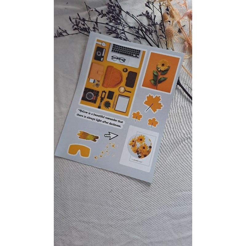 

Sticker Sheet Aesthetic (Kiss Cut) untuk Journal - Tema warna Kuning