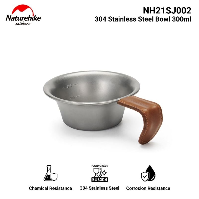 BOWL MANGKUK 300ml 304 STAINLESS STEEL NATUREHIKE NH21SJ002 TABLEWARE ALAT PERLENGKAPAN MASAK MAKAN 
