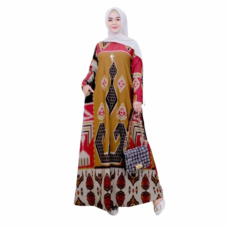 Sumbawa gamis wanita terbaru 2024 bahan Calvin Jeans Ld 105cm Melar 136cm Pj Baju 138cm Kantong Kana