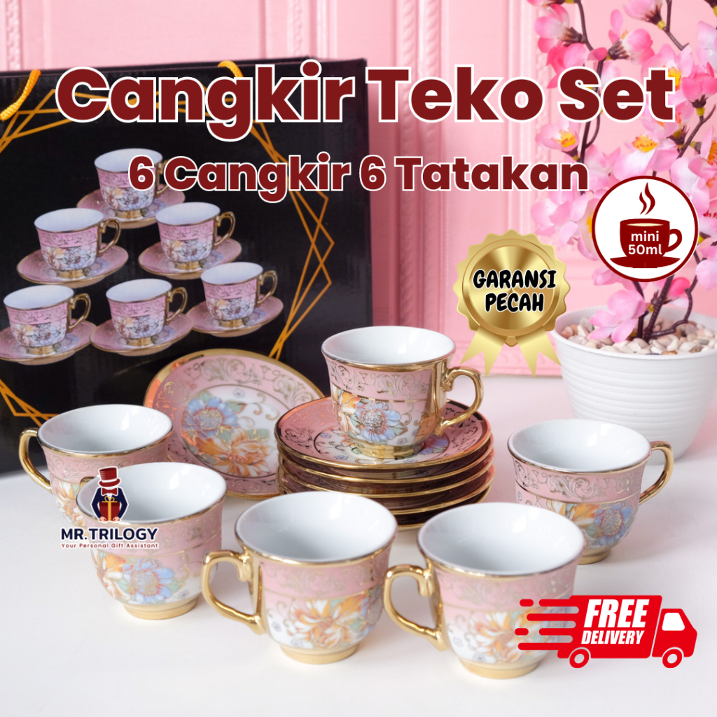 CANGKIR TEH SET KERAMIK PIRING TATAKAN KECIL GELAS KOPI GAYA EROPA