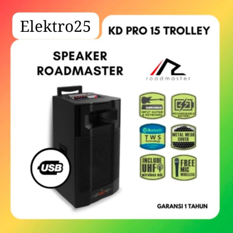 SPEAKER PORTABLE ROADMASTER KD PRO 15" TROLLEY