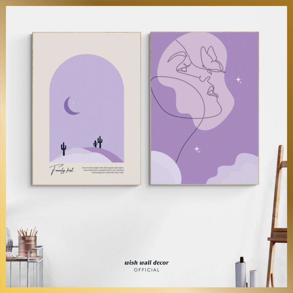 Hiasan Dinding Aesthetic 20x29 cm Pastel - Pajangan Dinding Warna Lilac - Dekorasi Ruangan Minimalis