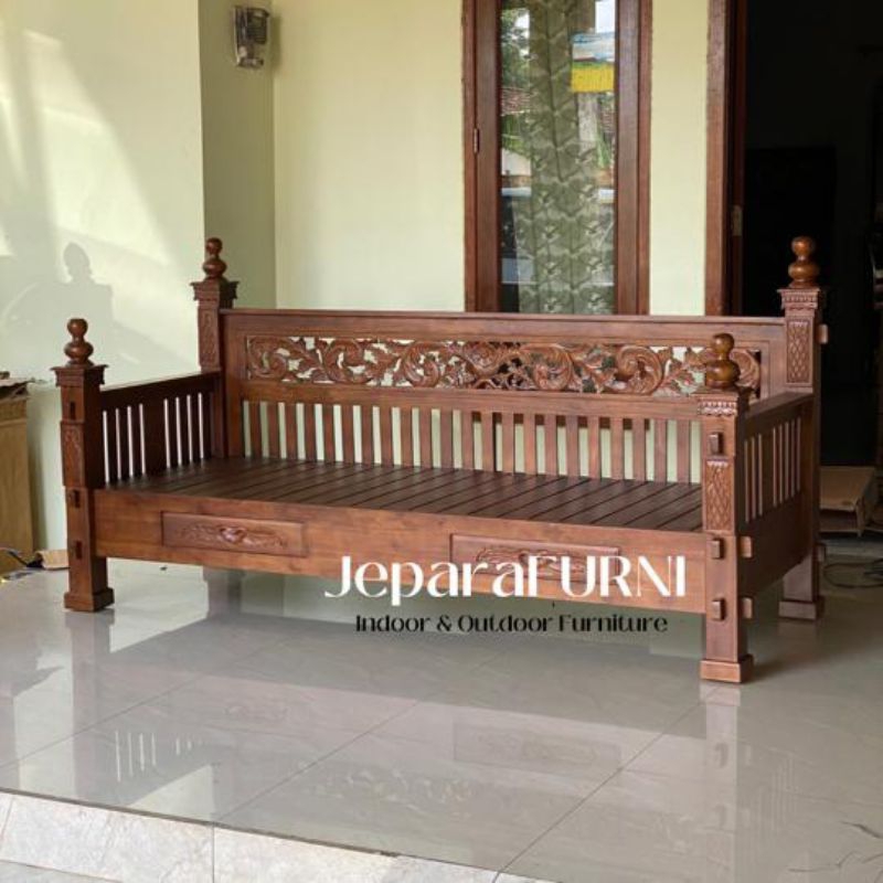 Bangku Bale bale Ukir Jati Jepara