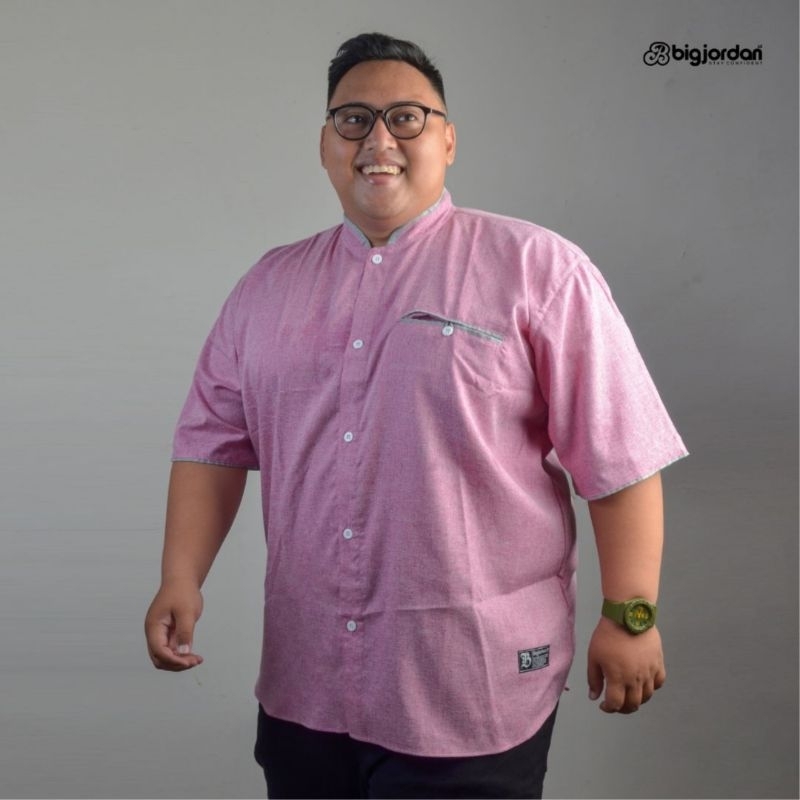 Koko Madina Pria Jumbo xxxl xxxxl Baju Muslim Pria Big Jordan - Pink