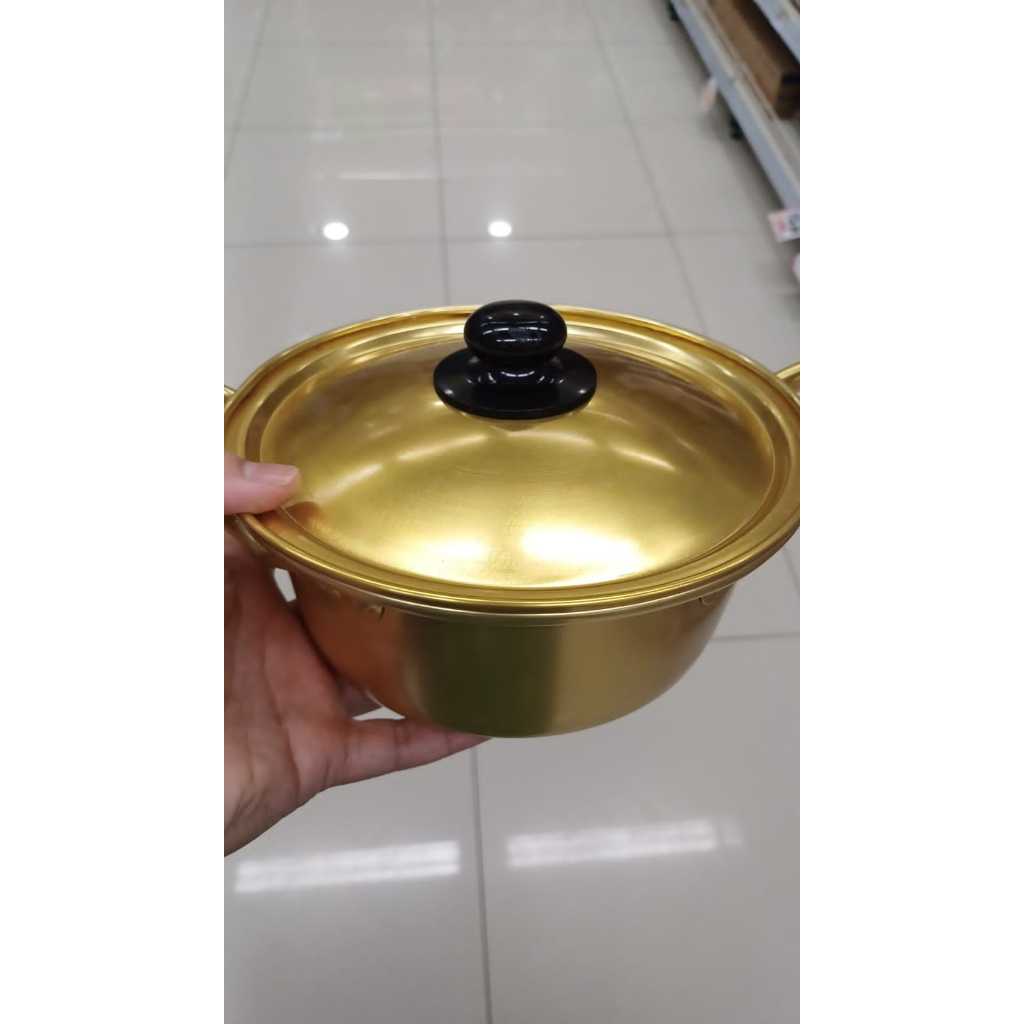 Panci gold ramen Korea noodle pot stainless steel emas 16cm panci pot ramen mie ramyun anti karat