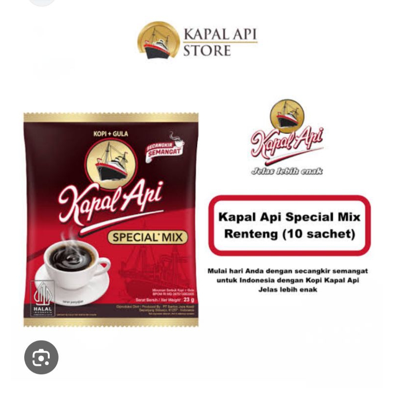 

KOPI KAPAL API SPECIALMIX ( GULA+KOPI )|| MINUMAN INSTAN KOPI HITAM