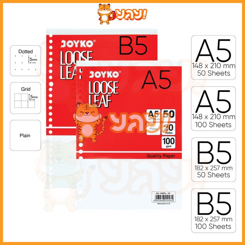 

YAY! Isi Loseleaft A5 Joyko / Isi Binder Polos Garis Kotak Warna Putih