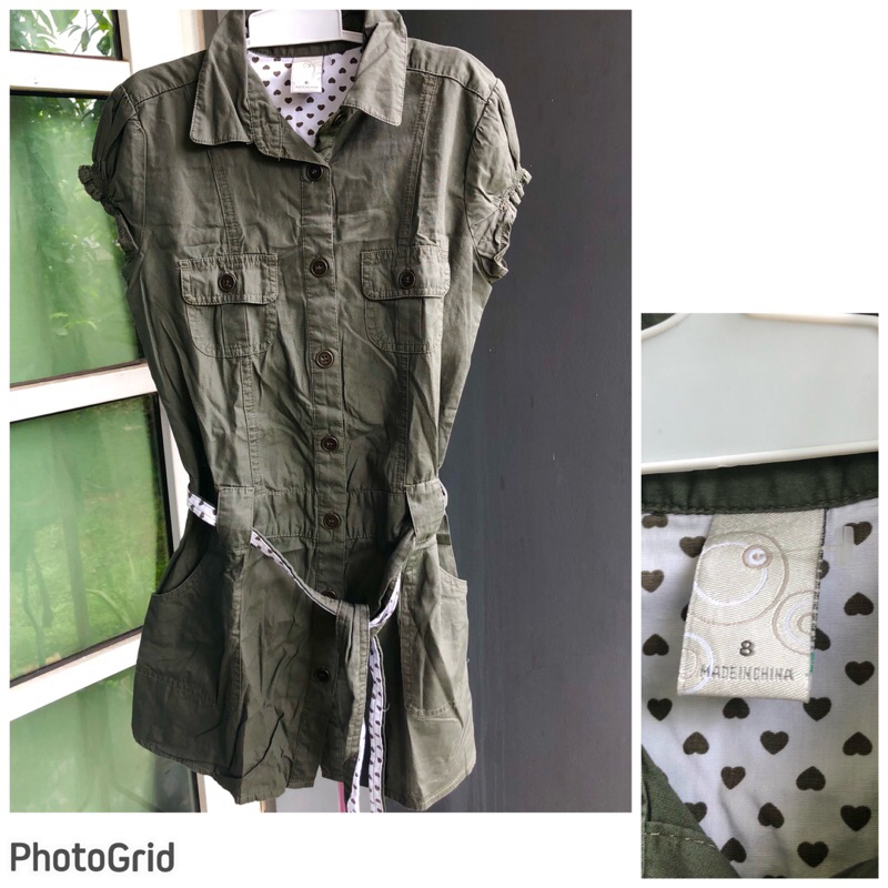 dress anak target sz8 hijau army